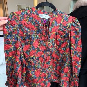 Hunter Bell Red and Blue Floral Blouse
